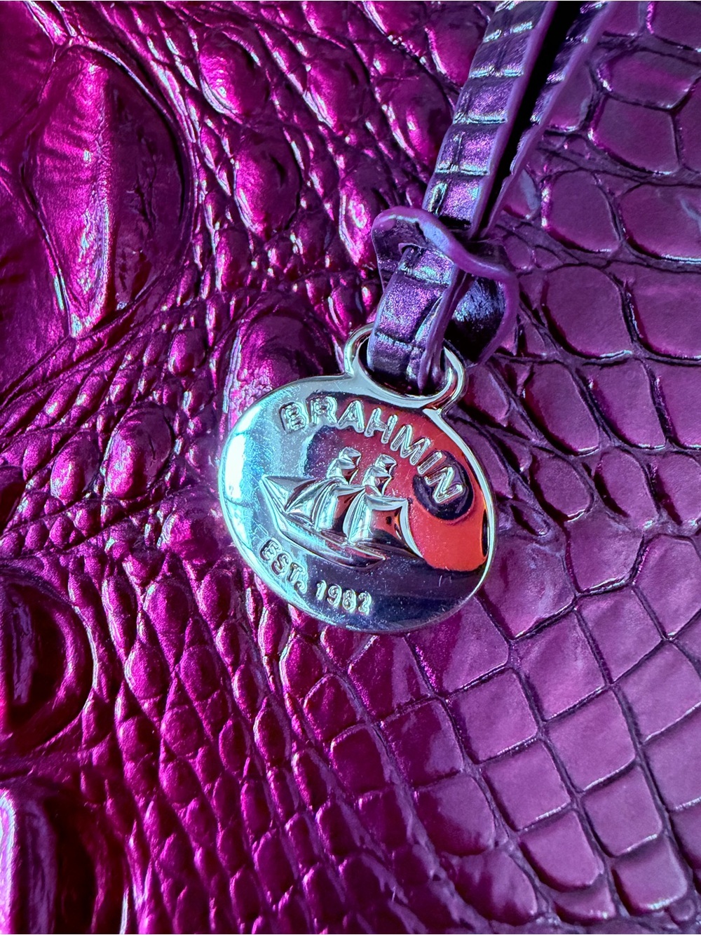 Brahmin Ruby Ombré Metallic Croc-Embossed Crossbody - Picture 3 of 4